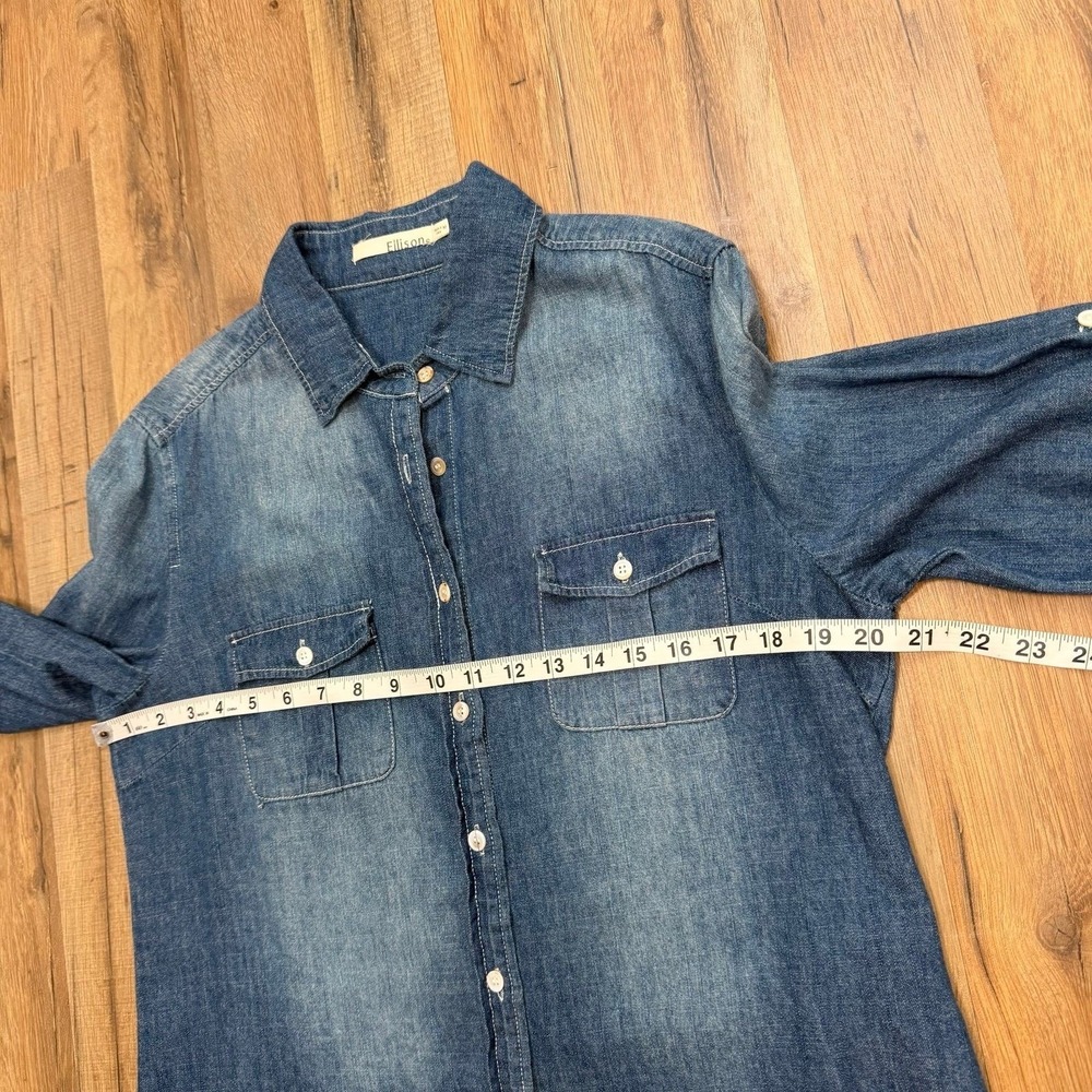 Ellison Chambray Denim Button Down Shirt Women's Medium Blue Cotton - Picture 7 of 8